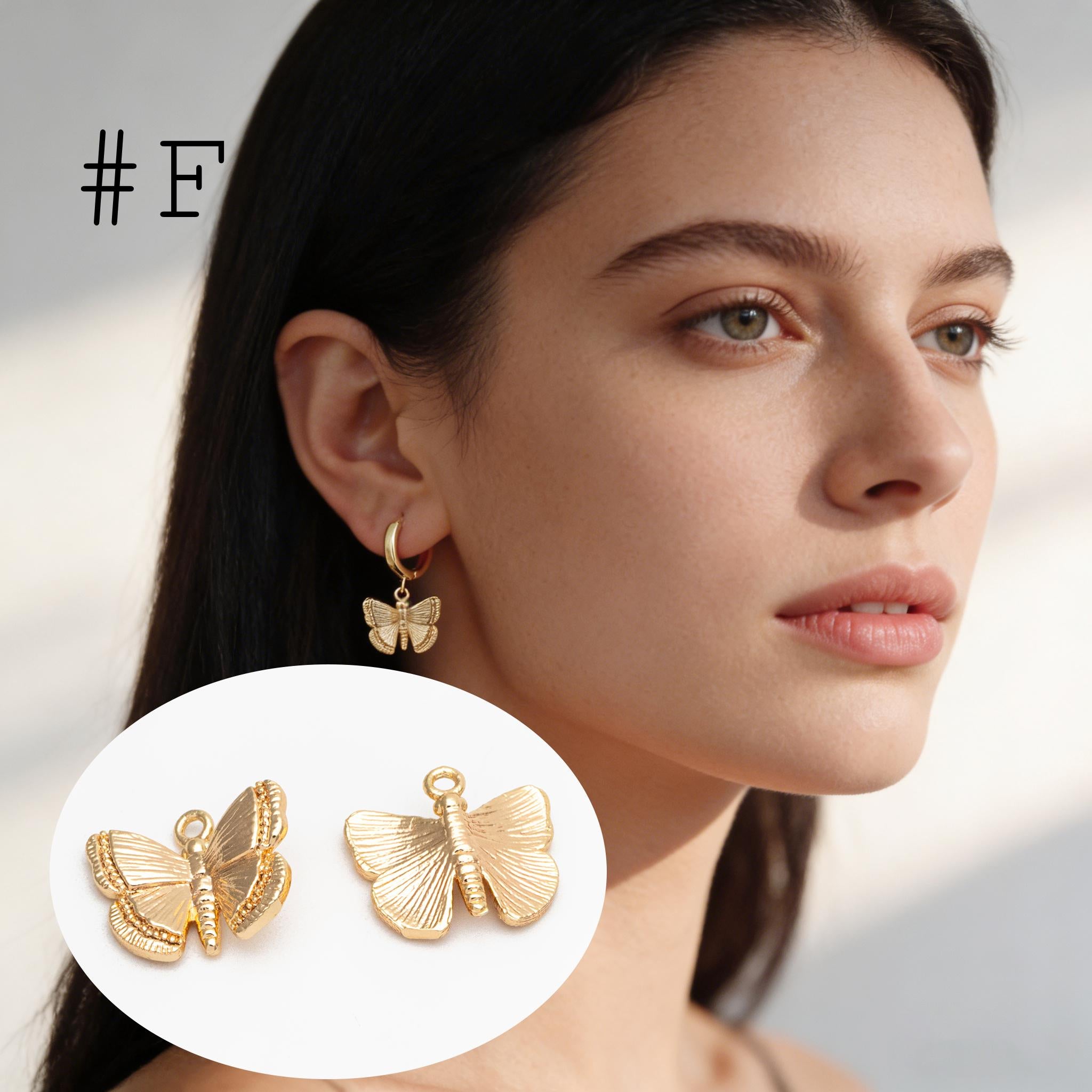 4pcs Delicate Butterfly Charms for Jewelry Making, Gold plated Butterfly Pendants (GB-3561)